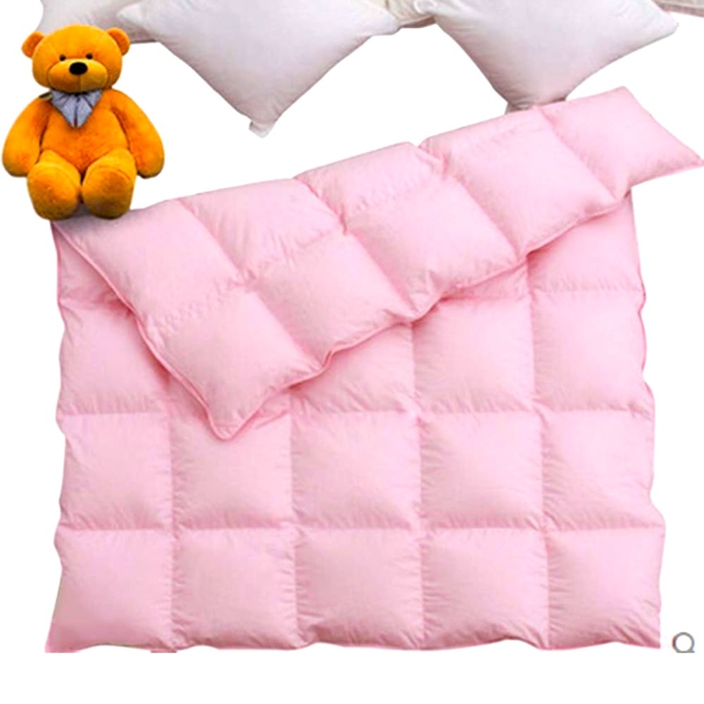 Toddler down comforter, muslin cover, pillow set